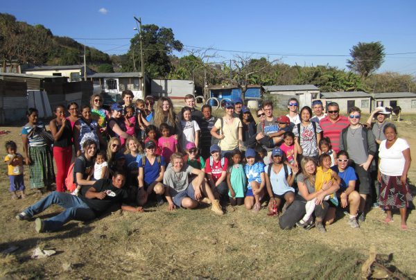 Outdoor group photo of high-school students in Guatemala