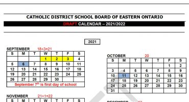 School Year Calendar 2021-2022
