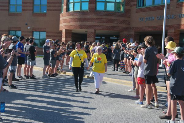 Students participating in relay for life fundraiser.