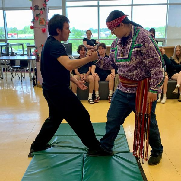 William Komaksiutiksak, also known as Northern Knowledge, spent the day at Holy Trinity Catholic Secondary School, teaching students about various Inuit games.