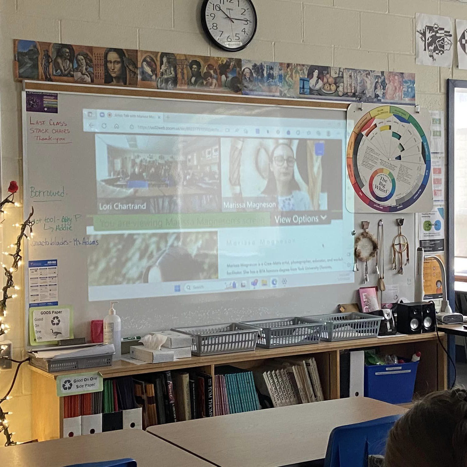 Cree-Métis artist, photographer, and educator Marissa Magneson presented artwork based on the Medicine Wheel to students at St. Mary Catholic High School.