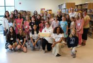 Group photo of all students taking part in Hackergal Hackathon at St. John Catholic High School.