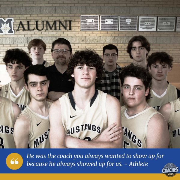 Image of students standing in a group with Coach Finner.